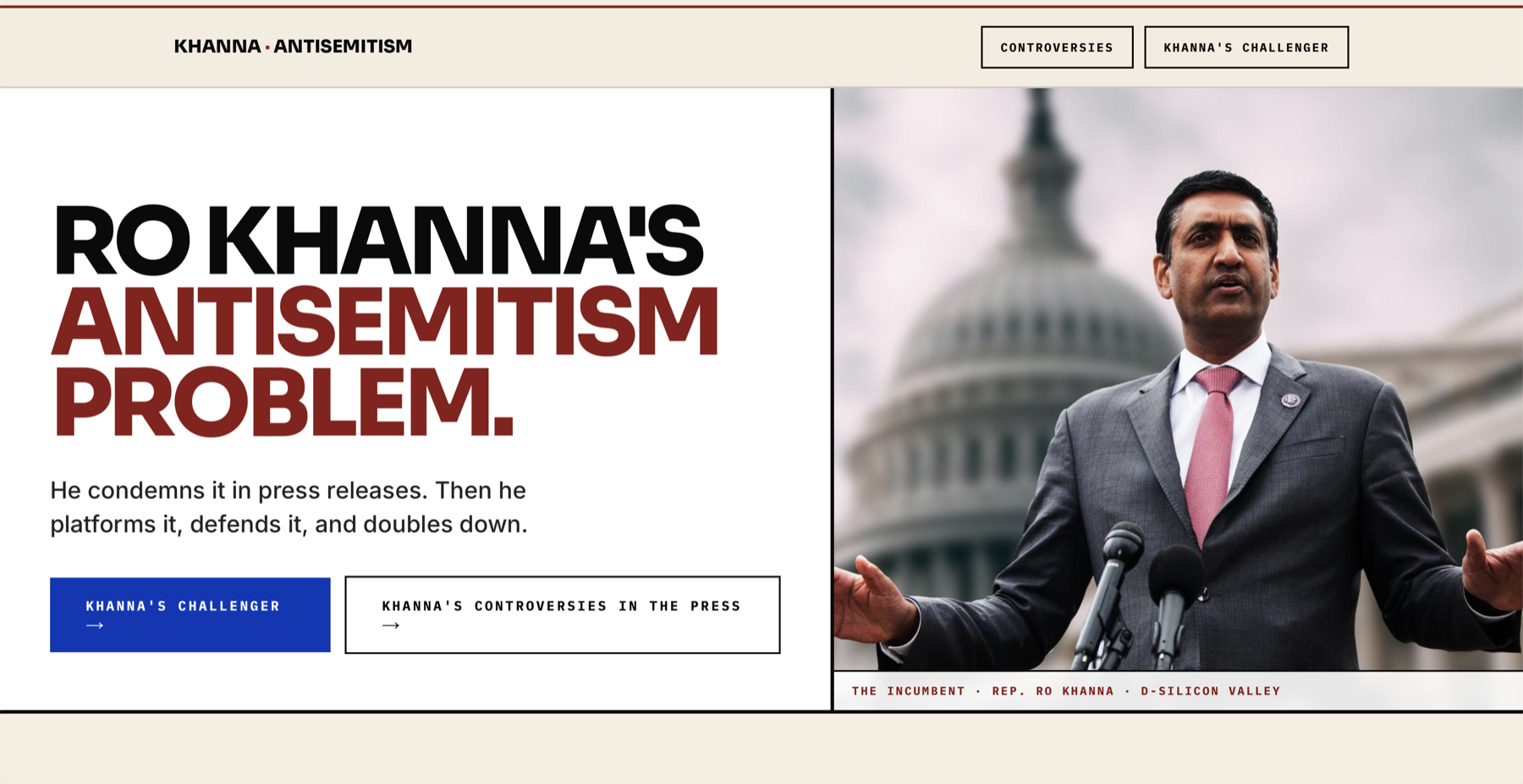 Khanna Record opposition research site hero